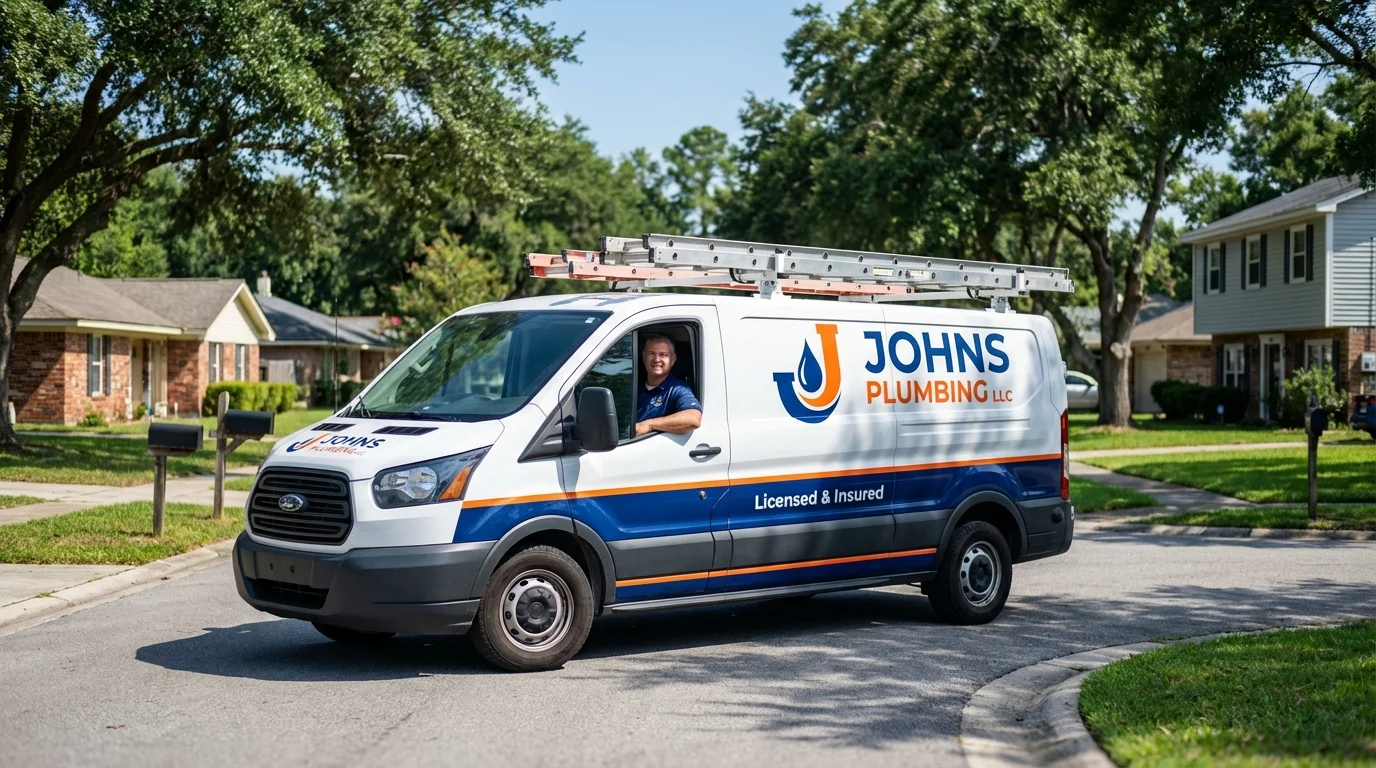Johns Plumbing LLC service van in Leachville, AR